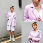 Single-breasted Pocket-detail Jacket Light Purple - One Size