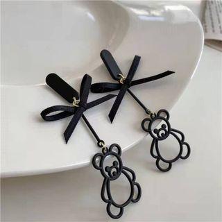 Bear Drop Earring 1 Pair - Black - One Size