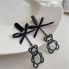 Bear Drop Earring 1 Pair - Black - One Size