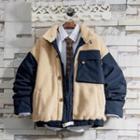 Two-tone Fleece Button Cargo Jacket