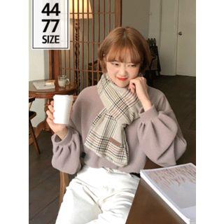 Mock-neck Balloon-sleeve Knit Top