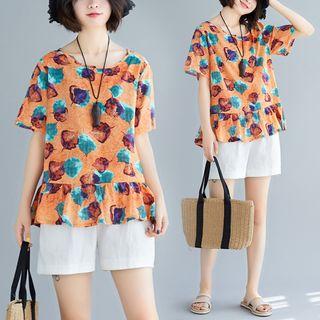 Print Round-neck T Shirt As Shown In Figure - L