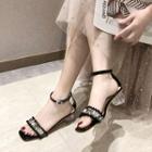 Bead Accent Frayed Sandals