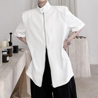 Elbow-sleeve High Neck Zip Jacket