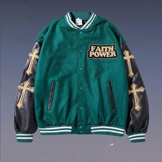 Cross Embroidery Baseball Jacket