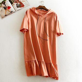 Short-sleeve Hooded Ruffled Dress