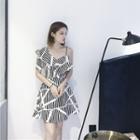 Patterned One-shoulder Minidress