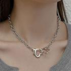 Heart Pendant Stainless Steel Choker Silver - One Size