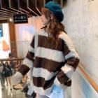 Color Block Sweater Stripes - Coffee - One Size