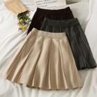 Elastic High-waist Stitched Knit Mini Skirt