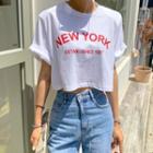New York Printed Cropped T-shirt