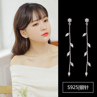 Rhinestone Leaf Fringed Earring
