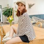 Wide-sleeve Oversized Stripe T-shirt