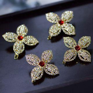 Wedding Rhinestone Flower Hair Clip 4 Pcs - Hair Clip - Gold - One Size
