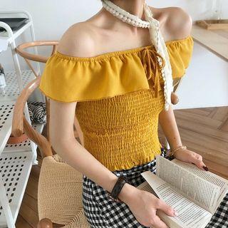 Off-shoulder Ruffle Cropped Blouse