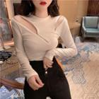 Long-sleeve Diagonal Zip Top