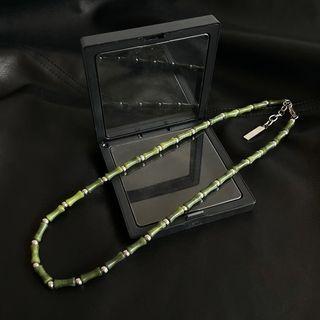 Bamboo Faux Gemstone Stainless Steel Necklace