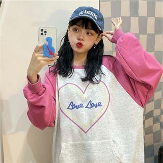 Heart Print Raglan Sweatshirt