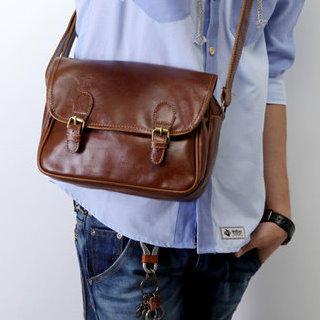 Faux-leather Crossbody Bag Camel - One Size
