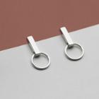 925 Sterling Silver Hoop & Bar Dangle Earring 1 Pair - Silver - One Size