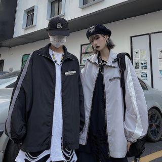 Couple Matching Lettering Zipped Jacket