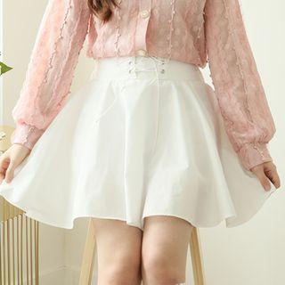 Lace-up Swing Miniskirt
