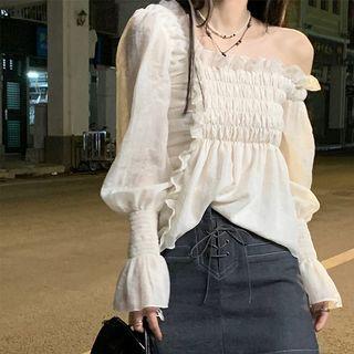 Ruffle Trim Smock Blouse