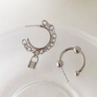 Non-matching Hoop Earring 1 Pair - As Shown In Figure - Silver - One Size