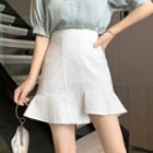 Ruffle Hem Mini A-line Denim Skirt