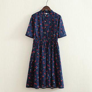 Cherry Print Short-sleeve Dress