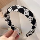 Smiley Checker Fabric Headband Headband - Smiley Face - Black & White - One Size