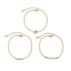 Set Of 3: Faux Pearl / Alloy Anklet (various Designs) 3038 - Set - Gold - One Size