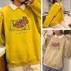 Mock Two-piece Bear & Chicken Print Sweatshirt