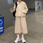 Set: Drawstring Hoodie / Midi A-line Skirt