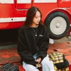 Letter-printed Brush Fleece-lined T-shirt