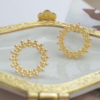 Hoop Ear Stud 1 Pair - S925 Silver - Gold - One Size