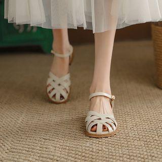Faux Leather Strappy Ankle Strap Sandals