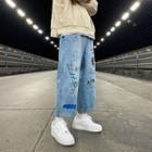 Graffiti Print Straight-cut Jeans