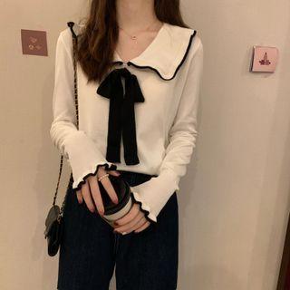 Long-sleeve Sailor Collar Bow Blouse