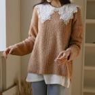 V-neck Ribbed Boucl  Sweater