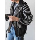 Faux-leather Belted-hem Biker Vest