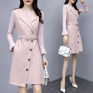 Set: Sleeveless Coat Dress + Top