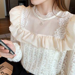 Lace Ruffle Panel Blouse
