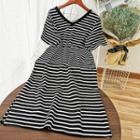 Striped V-neck T-shirt Dress