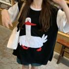 Short-sleeve Goose Printed T-shirt Black - One Size
