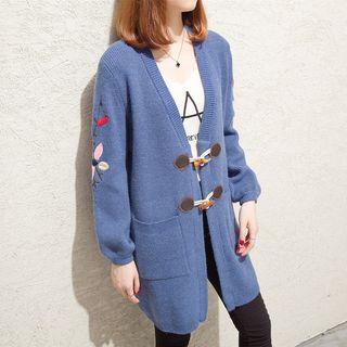 Toggle Embroidered Long Cardigan
