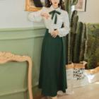 Set: Plain Shirt + Maxi A-line Skirt
