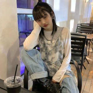 Long-sleeve T-shirt / Dye Print Camisole Top