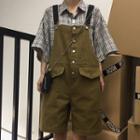 Half-button Straight-cut Jumper Shorts