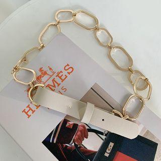 Oblong-chain Pleather Belt
